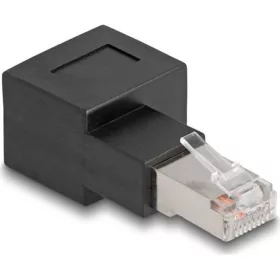   Delock RJ45 CAT6A UTP -> RJ45 CAT6A UTP M/F adapter fekete 90° jobb
