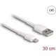 Delock USB-A 2.0 -> Lightning M/M töltőkábel 0.3m fehér