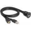 Delock HDMI 2.0 USB-A 2.0 -> HDMI 2.0 USB-A 2.0 M/F adatkábel hosszabbító 1m fekete