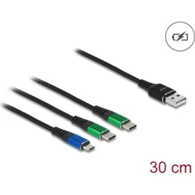   Delock USB-A 2.0 -> Lightning 2db USB-C M/M töltőkábel 0.3m fekete