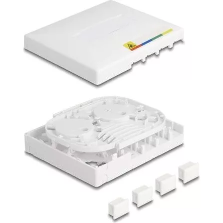 Delock Optikai szálas csatlakozó doboz FTTH falra szerelhető 4 x SC Simplex vagy LC Duplex számára, fehér színű