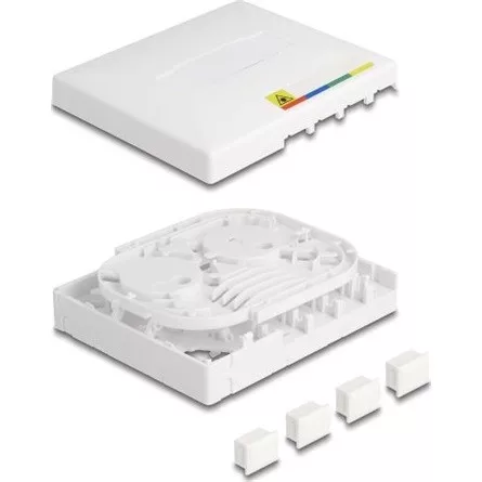 Delock Optikai szálas csatlakozó doboz FTTH falra szerelhető 4 x SC Simplex vagy LC Duplex számára, fehér színű
