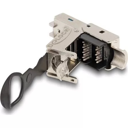 Delock RJ45 apa dugaszoló szerelvény Cat.6A lenyomva kihúzó kallantyúval szerszám nélkül szerelhető