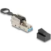 Delock RJ45 apa dugaszoló szerelvény Cat.6A lenyomva kihúzó kallantyúval szerszám nélkül szerelhető