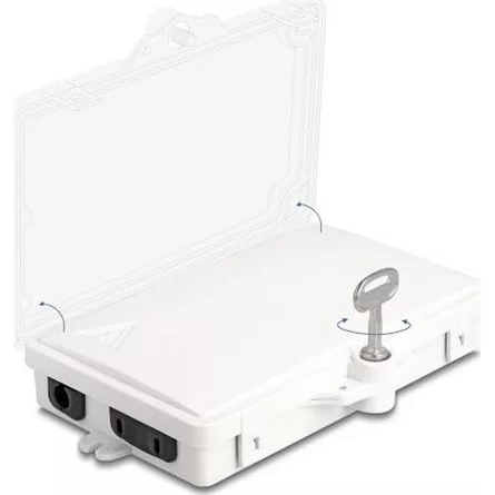 Delock Optikai szál elosztó doboz beltéri és kültéri használatra IP65 vízálló, zárható 2 portos fehér