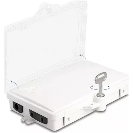 Delock Optikai szál elosztó doboz beltéri és kültéri használatra IP65 vízálló, zárható 2 portos fehér
