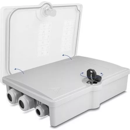Delock Optikai szál elosztó doboz belső és külső használatra IP55 vízhatlan, zárható 6 port szürke