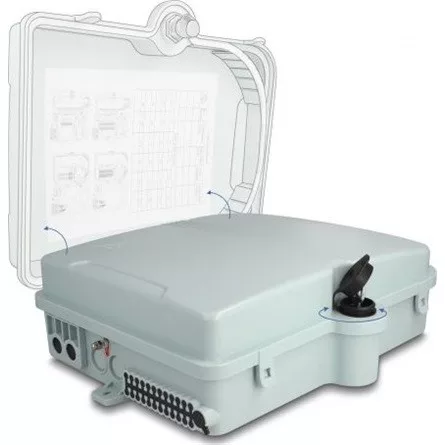 Delock Optikai szál elosztó doboz belső és külső használatra IP65 vízhatlan, zárható 24 port szürke