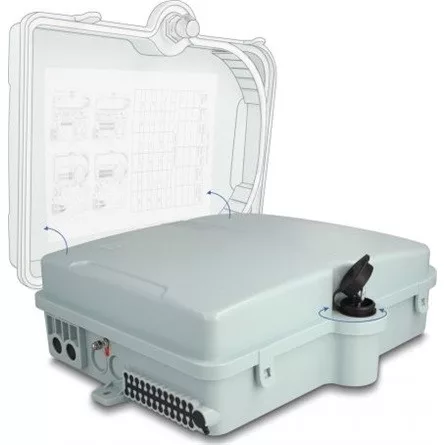 Delock Optikai szál elosztó doboz belső és külső használatra IP65 vízhatlan, zárható 24 port szürke