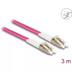   Delock LC Duplex -> LC Duplex M/M adatkábel 3m rózsaszín Multi-mode OM4, fém megerősítéssel