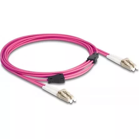 Delock LC Duplex -> LC Duplex M/M adatkábel 3m rózsaszín Multi-mode OM4, fém megerősítéssel