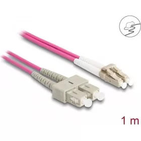   Delock LC Duplex -> SC Duplex M/M adatkábel 1m rózsaszín Multi-mode OM4, fém megerősítéssel