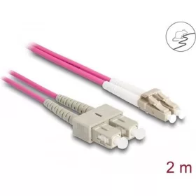   Delock LC Duplex -> SC Duplex M/M adatkábel 2m rózsaszín Multi-mode OM4, fém megerősítéssel
