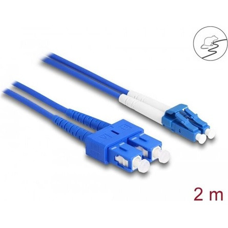 Delock LC Duplex -> SC Duplex M/M adatkábel 2m kék Singlemode OS2, fém megerősítéssel