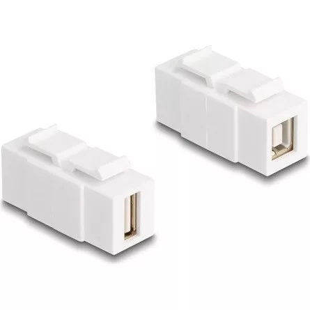 Delock Keystone modul A-típusú USB 2.0 anya   B-típusú USB 2.0 anya, mindkét oldalával beépíthető, fehér színű
