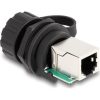 Delock RJ12 (6P6C) -> RJ12 (6P6C) F/F adapter fekete IP68 védő kupakkal