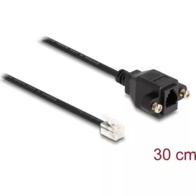   Delock RJ10 (4P4C) -> RJ10 (4P4C) M/F adatkábel 0.3m fekete beépíthető