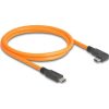 Delock USB 5 Gbps kábel USB Type-C  apa - USB Type-C  apa 90 -ban hajlított kötött felvételre 1 m narancs színű