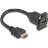 Delock HDMI 2.0 -> HDMI 2.0 M/F D-Type modul 0.2m fekete