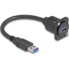 Delock USB-A 3.0 -> USB-A 3.0 M/F D-Type modul 0.2m fekete