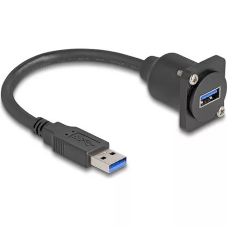 Delock USB-A 3.0 -> USB-A 3.0 M/F D-Type modul 0.2m fekete