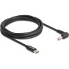 Delock USB-C -> DC 4,8 x 1,7mm M/M töltőkábel 1.5m fekete HP