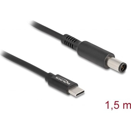 Delock USB-C -> DC 7,4 x 5,0mm M/M töltőkábel 1.5m fekete Dell