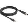 Delock USB-C -> DC 7,4 x 5,0mm M/M töltőkábel 1.5m fekete Dell