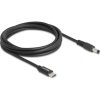 Delock USB-C -> DC 5,5 x 2,1mm M/M töltőkábel 1.5m fekete