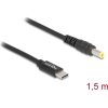 Delock USB-C -> DC 5,5 x 2,5mm M/M töltőkábel 1.5m fekete