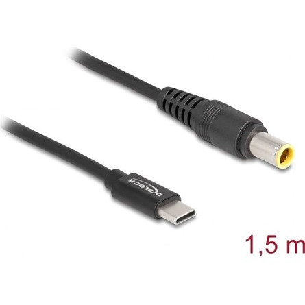 Delock USB-C -> DC 7,9 x 5,5mm M/M töltőkábel 1.5m fekete IBM