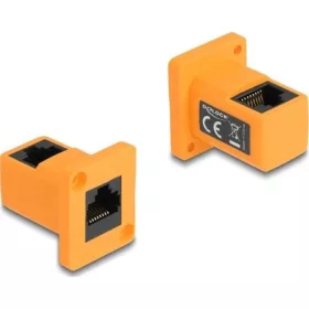   Delock D-típusú Modul RJ45 anya   anya 90 fokban hajlított narancssárga