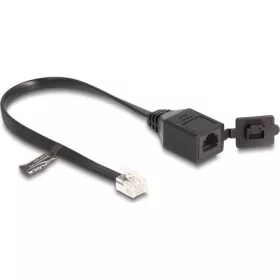   Delock RJ12 (6P6C) -> RJ12 (6P6C) M/F adatkábel 0.2m fekete védősapkával