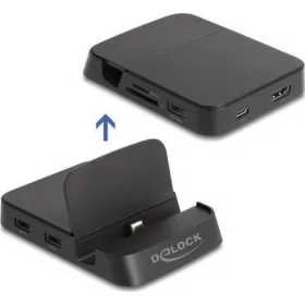   Delock 4K okostelefon dokkoló állomás beépített tartóval - HDMI / USB / Hub / SD / Micro-SD Android és Windows eszközökh