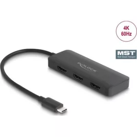   Delock 88040 USB-C 3-portos HDMI video splitter fekete 3840×2160@60Hz
