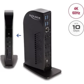   Delock USB Type-C  hármas elrendezésű dokkoló állomás DisplayLink  4K / USB Hub / LAN / SD / Audio / PD 96 W szolgáltatá