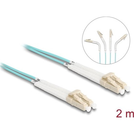 Delock Üvegszálas optikai kábel LC Duplex - LC Duplex egyszerű többszörös, OM3 hajlított, 2 m