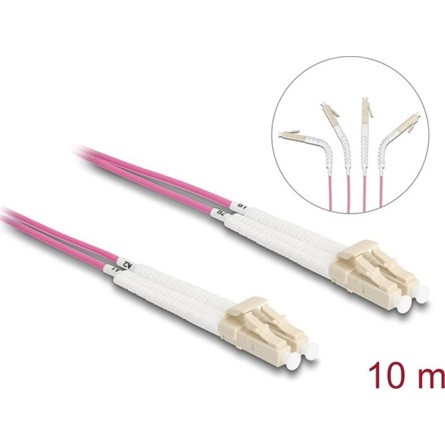 Delock Üvegszálas optikai kábel LC Duplex - LC Duplex egyszerű többszörös, OM4 hajlított, 10 m