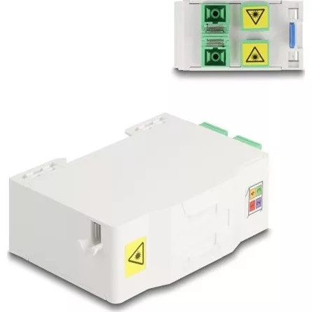 Delock Optikai szál csatlakoztató doboz DIN sínhez csatlakozó tartállyal és 4 x SC Simplex coupler-rel