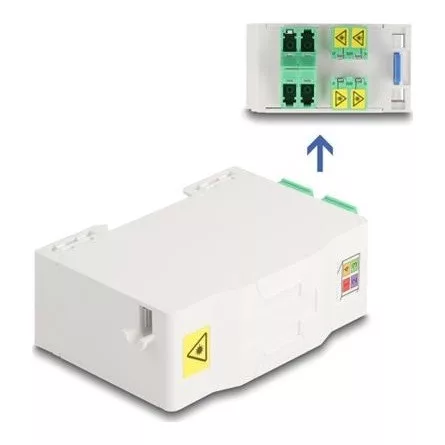 Delock Optikai szál csatlakoztató doboz DIN sínhez csatlakozó tartállyal és 4 xLC Duplex coupler-rel