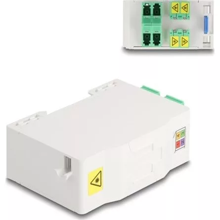 Delock Optikai szál csatlakoztató doboz DIN sínhez csatlakozó tartállyal és 4 xLC Duplex coupler-rel