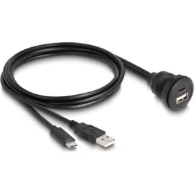   Delock USB-C USB-A 2.0 -> USB-C USB-A 2.0 M/F adatkábel 1m fekete beépíthető