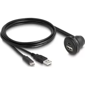   Delock USB-C USB-A 2.0 -> USB-C USB-A 2.0 M/F adatkábel 1m fekete beépíthető, 90°