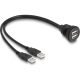Delock 2db USB-A 2.0 -> 2db USB-A 2.0 M/F adatkábel 1m fekete beépíthető