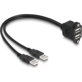   Delock 2db USB-A 2.0 -> 2db USB-A 2.0 M/F adatkábel 1m fekete beépíthető
