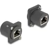Delock D-típusú Modul RJ45 anya   anya csavarokkal fekete