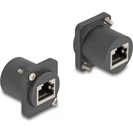 Delock D-típusú Modul RJ45 anya   anya csavarokkal fekete
