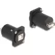 Delock D-típusú Modul USB 2.0 B-típusú hüvely - A-típusú hüvely csavarokkal fekete