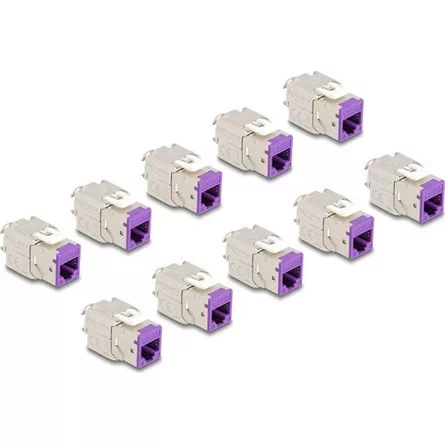 Delock Keystone Modul RJ45 anya - LSA Cat.6A eszközmentes ibolya 10 db-os szett