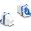 Delock Keystone Modul RJ45 anya - LSA Cat.6A eszköz nélkül beszerelhető, valamint rendelkezik kék elcsavarható zárral